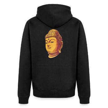 Buddha Buddhist Buddhismus - Unisex Premium Bio Zip Hoodie - Schwarz - Hinten - Nico (187cm)