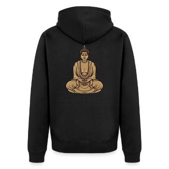 Buddha Buddhist Buddhismus - Unisex Premium Bio Zip Hoodie - Schwarz - Hinten - Nico (187cm)