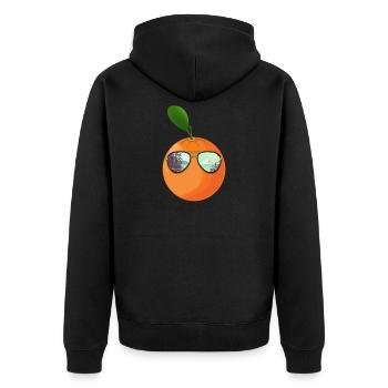 Orange Mit Sonnenbrille Geschenk - Unisex Premium Bio Zip Hoodie - Schwarz - Hinten - Nico (187cm)