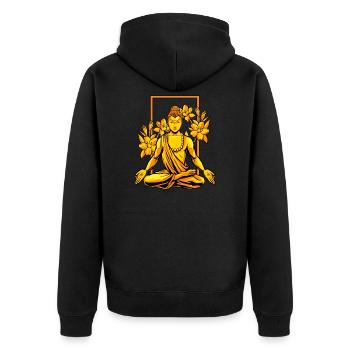 Buddha Buddhist Buddhismus - Unisex Premium Bio Zip Hoodie - Schwarz - Hinten - Nico (187cm)