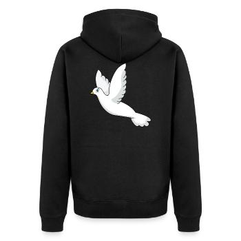 Taube - Unisex Premium Bio Zip Hoodie - Schwarz - Hinten - Nico (187cm)