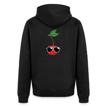 Cherry With Sunglasses Gift - Unisex Premium Organic Zip Hoodie - black - Back - Nico (187cm)