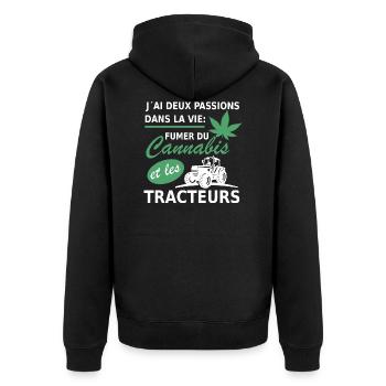 deux passions fumer du cannabis et les tracteurs - Veste à capuche bio Premium Unisexe - noir - Dos - Nico (187cm)