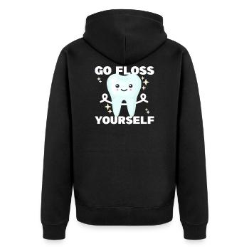 Zahnarzt Assistentin Zahnarzthelferin Zahnmedizin - Unisex Premium Bio Zip Hoodie - Schwarz - Hinten - Nico (187cm)