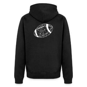 Rugby - Unisex Premium Bio Zip Hoodie - Schwarz - Hinten - Nico (187cm)