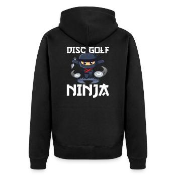 Frisbee Golf - Unisex Premium Bio Zip Hoodie - Schwarz - Hinten - Nico (187cm)