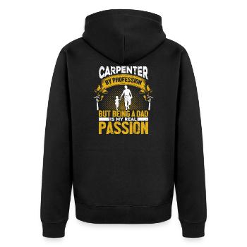 Zimmermann Tischler Schreiner - Unisex Premium Bio Zip Hoodie - Schwarz - Hinten - Nico (187cm)