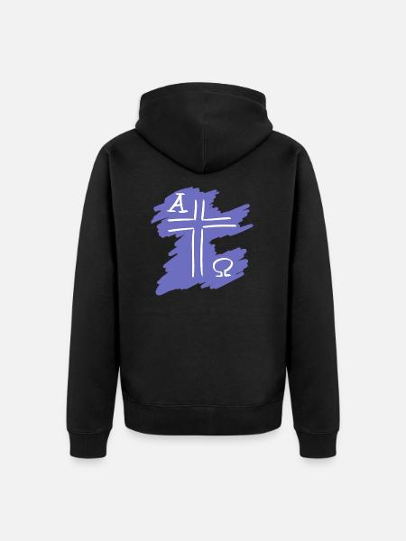 Alpha und Omega,Kreuz,christlich,Jesus,Gott,dezent - Unisex Premium Bio Zip Hoodie - Schwarz