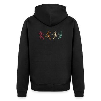 Retro Rugby Vintage Rugby - Unisex Premium Organic Zip Hoodie - black - Back - Nico (187cm)