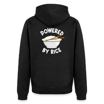 Rice - Unisex Premium Organic Zip Hoodie - black - Back - Nico (187cm)