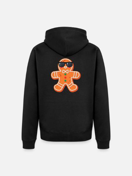 Gingerbread man - Unisex Premium Organic Zip Hoodie - black
