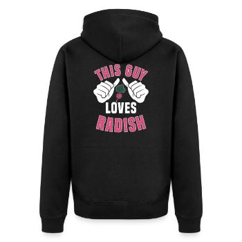 Radieschen Liebhaber - Unisex Premium Bio Zip Hoodie - Schwarz - Hinten - Nico (187cm)