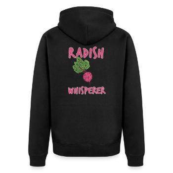 Radieschen Flüsterer Geschenk - Unisex Premium Bio Zip Hoodie - Schwarz - Hinten - Nico (187cm)