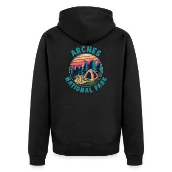 USA Amerika Nationalpark - Unisex Premium Bio Zip Hoodie - Schwarz - Hinten - Nico (187cm)