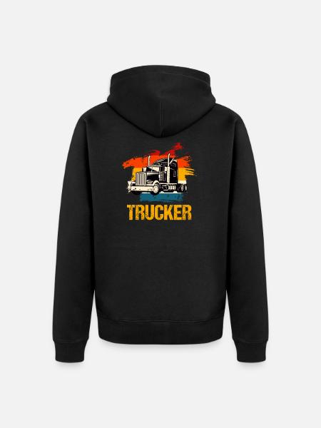 Trucker - Unisex Premium Organic Zip Hoodie - black
