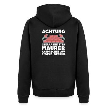 Maurer Maurermeister Bauarbeiter Handwerker - Unisex Premium Bio Zip Hoodie - Schwarz - Hinten - Nico (187cm)