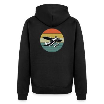 Airplane - Unisex Premium Organic Zip Hoodie - black - Back - Nico (187cm)