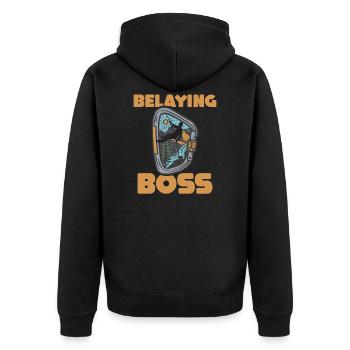 Klettern Bergsport Kletterer - Unisex Premium Bio Zip Hoodie - Schwarz - Hinten - Nico (187cm)