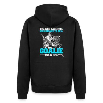 Eishockey Goalie - Unisex Premium Bio Zip Hoodie - Schwarz - Hinten - Nico (187cm)