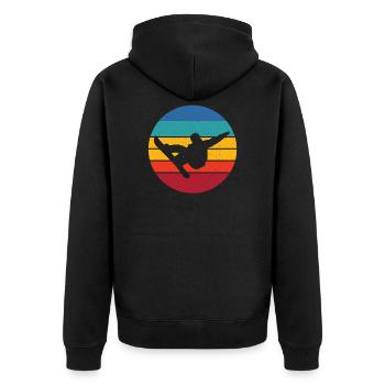 Snowboarding - Unisex Premium Bio Zip Hoodie - Schwarz - Hinten - Nico (187cm)