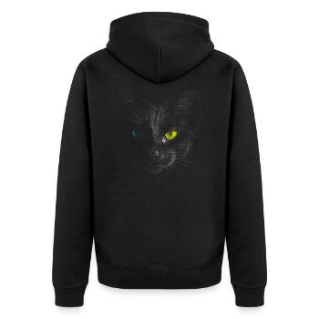 Schwarze Katze - Unisex Premium Bio Zip Hoodie - Schwarz - Hinten - Nico (187cm)