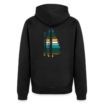 Kayak Retro - Unisex Premium Organic Zip Hoodie - black - Back - Nico (187cm)