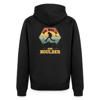 Bouldern - Unisex Premium Bio Zip Hoodie - Schwarz - Hinten - Nico (187cm)