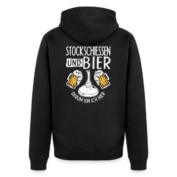 Eisstock Stocksport Zubehör Stockschießen - Unisex Premium Bio Zip Hoodie - Schwarz - Hinten - Nico (187cm)