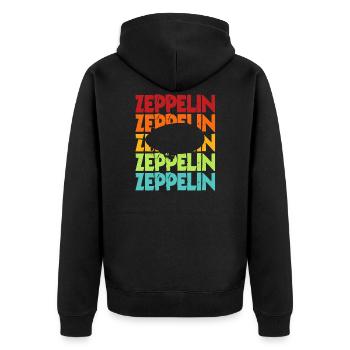Zeppelin - Unisex Premium Organic Zip Hoodie - black - Back - Nico (187cm)
