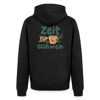 Zeit für Glühwein Weihnachstmarkt Weihnachten - Unisex Premium Bio Zip Hoodie - Schwarz - Hinten - Nico (187cm)