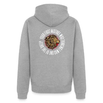 Conservative Lion Sheep - Unisex Premium Organic Zip Hoodie - heather grey - Back - Nico (187cm)