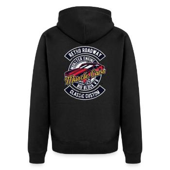 MUSCLE CAR V8 BIG BLOCK VINTAGE RETRO RACE HOT - Unisex Premium Organic Zip Hoodie - black - Back - Nico (187cm)