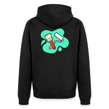 Pinsel und Farbrolle Design für Maler und - Unisex Premium Bio Zip Hoodie - Schwarz - Hinten - Nico (187cm)