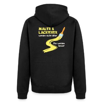 Beste Maler Design für Maler und Lackierer - Unisex Premium Bio Zip Hoodie - Schwarz - Hinten - Nico (187cm)