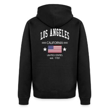 Los Angeles - Veste à capuche bio Premium Unisexe - noir - Dos - Nico (187cm)