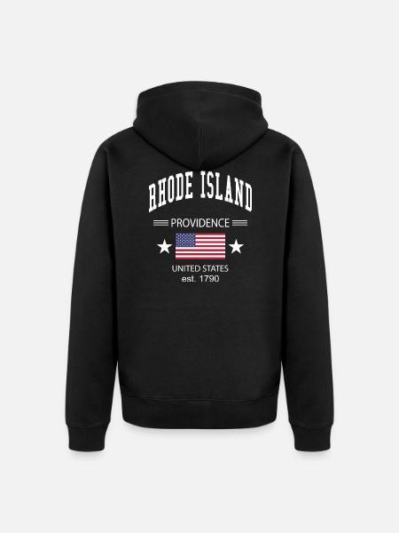 Rhode Island - Unisex Premium Bio Zip Hoodie - Schwarz