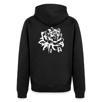 rose - Unisex Premium Bio Zip Hoodie - Schwarz - Hinten - Nico (187cm)