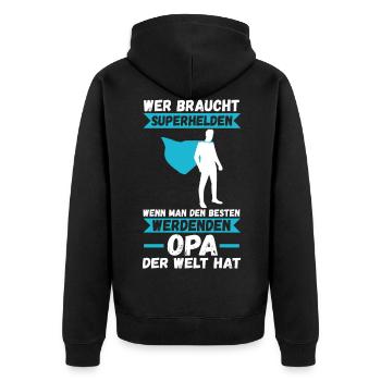 Werdender Großvater Opa - Unisex Premium Bio Zip Hoodie - Schwarz - Hinten - Nico (187cm)