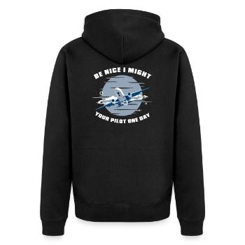 Airplane Pilot Pilot Pilot Pilot - Unisex Premium Organic Zip Hoodie - black - Back - Nico (187cm)