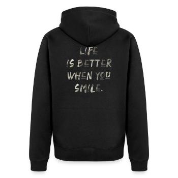 life is better smile English funny saying - Unisex Premium Organic Zip Hoodie - black - Back - Nico (187cm)