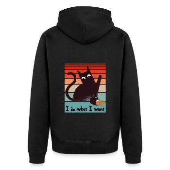 Ich mache was ich will. Lustige Katze verschüttet - Unisex Premium Bio Zip Hoodie - Schwarz - Hinten - Nico (187cm)