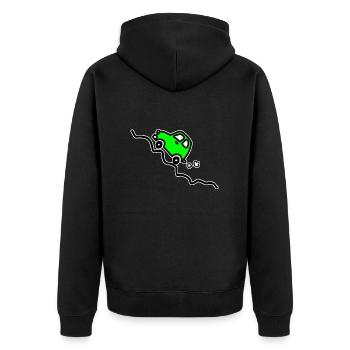 Une voiture verte monte une colline - Veste à capuche bio Premium Unisexe - noir - Dos - Nico (187cm)