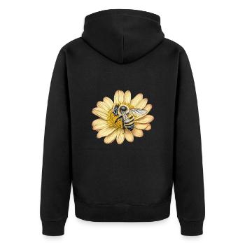Abeille mignonne et fleur jaune - Veste à capuche bio Premium Unisexe - noir - Dos - Nico (187cm)