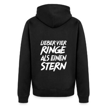 Auto Spruch Lustig Wagen Ringe Stern - Unisex Premium Bio Zip Hoodie - Schwarz - Hinten - Nico (187cm)
