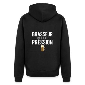Brasseur qui gère la pression métier bière humour - Veste à capuche bio Premium Unisexe - noir - Dos - Nico (187cm)