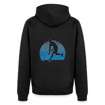 Floorball Player Vintage Design Floorballer Floor - Veste à capuche bio Premium Unisexe - noir - Dos - Nico (187cm)