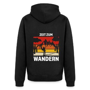 Wandern Berge Wanderer Geschenk - Unisex Premium Bio Zip Hoodie - Schwarz - Hinten - Nico (187cm)