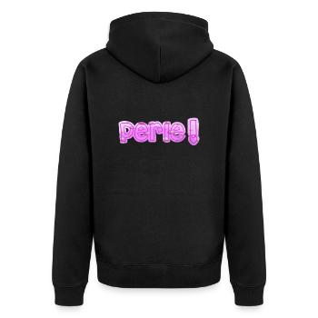 Perle Bubble Purple Violet - Unisex Premium Bio Zip Hoodie - Schwarz - Hinten - Nico (187cm)