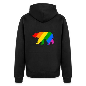 Regenbogen Eisbär - Unisex Premium Bio Zip Hoodie - Schwarz - Hinten - Nico (187cm)