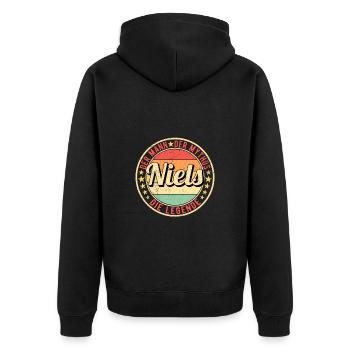 Niels Der Mann Der Mythos Die Legende - Unisex Premium Bio Zip Hoodie - Schwarz - Hinten - Nico (187cm)